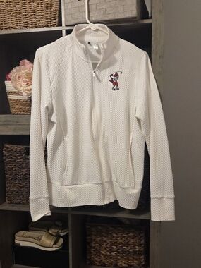 adidas University Of Louisville  White Textured Knit Jacket with Logo Tag
